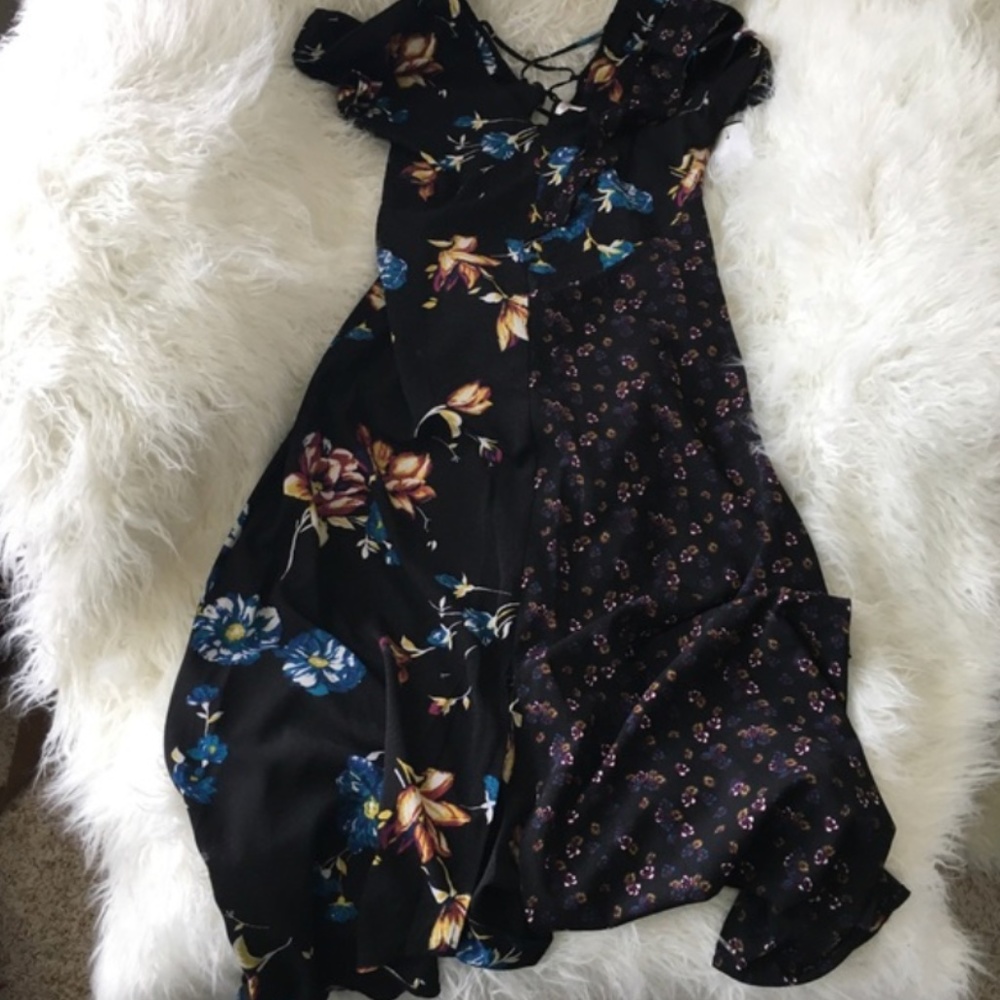 Xhilaration Black Floral Dress S NWT